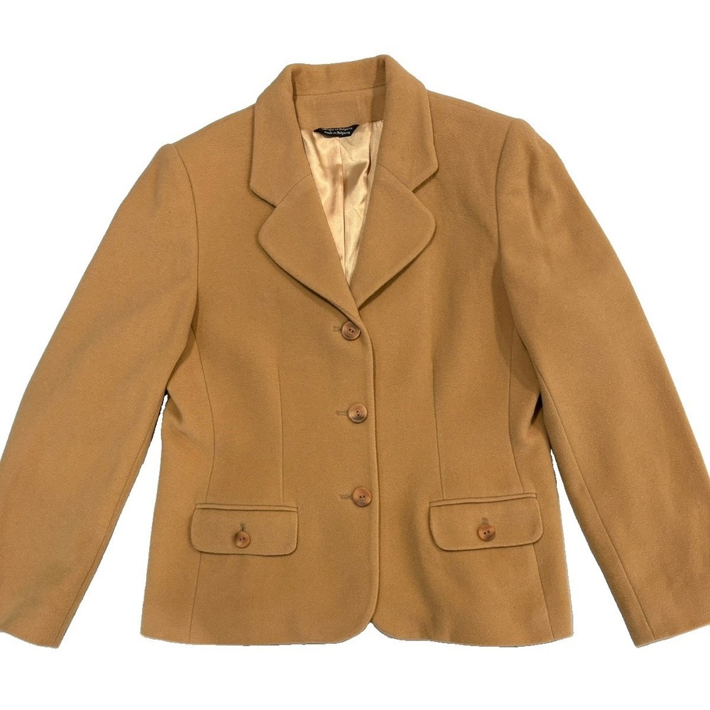 Vintage Tribal Sportswear Camel Wool Cashmere Safari Blazer Jacket Women's Sz 14